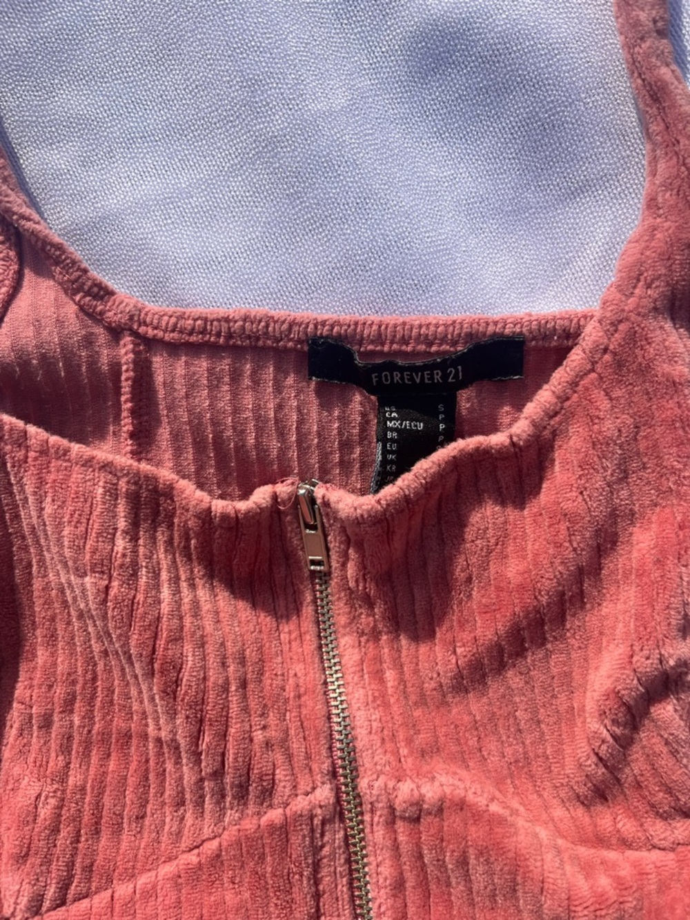Ribbed Zip-Front Tank Top in Dusty Rose - Picture 2 of 3